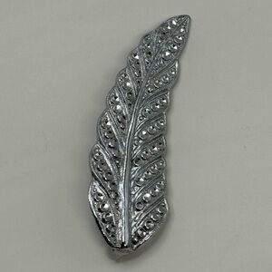 Charles Horner Vtg Staybrite Faux Marcasite Feather Brooch